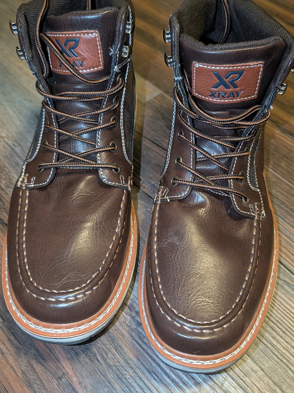 Men's Brown Leather Moc Toe Work Boots